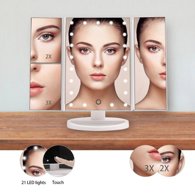 LED Lighting Makeup Mirror with 3 Color Modes & Magnification – Flawless Makeup Anytime, Anywhere