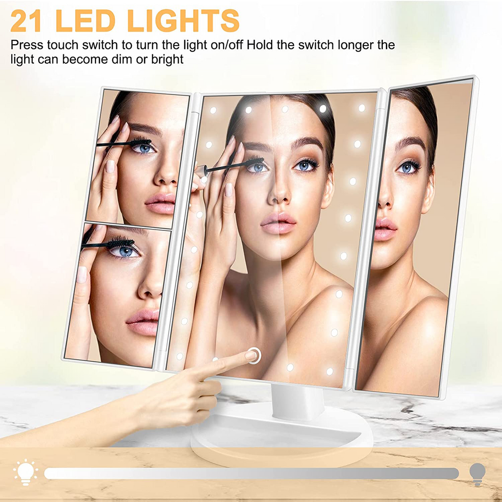 LED Lighting Makeup Mirror with 3 Color Modes & Magnification – Flawless Makeup Anytime, Anywhere