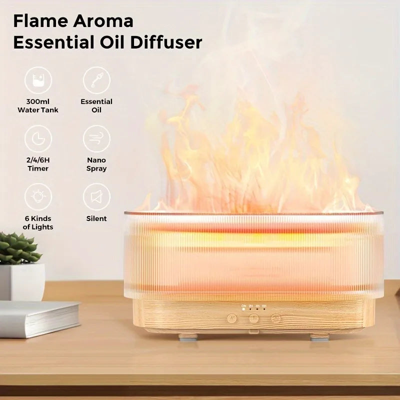 Air Flame Humidifier – 3D Flame Effect Aroma Diffuser | Cool Mist, Essential Oils & Night Light