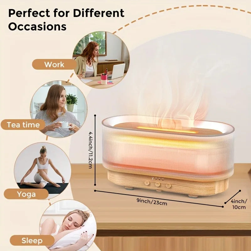 Air Flame Humidifier – 3D Flame Effect Aroma Diffuser | Cool Mist, Essential Oils & Night Light