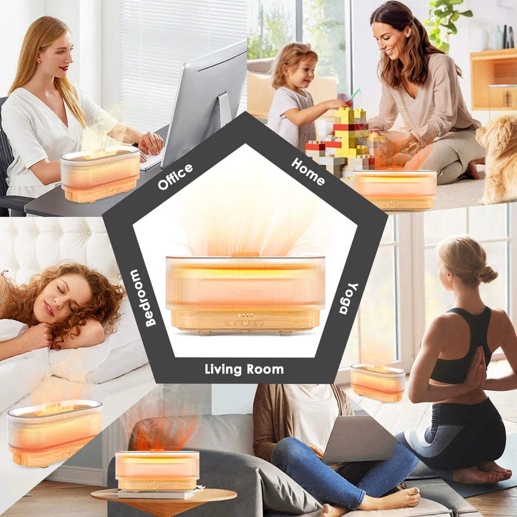 Air Flame Humidifier – 3D Flame Effect Aroma Diffuser | Cool Mist, Essential Oils & Night Light