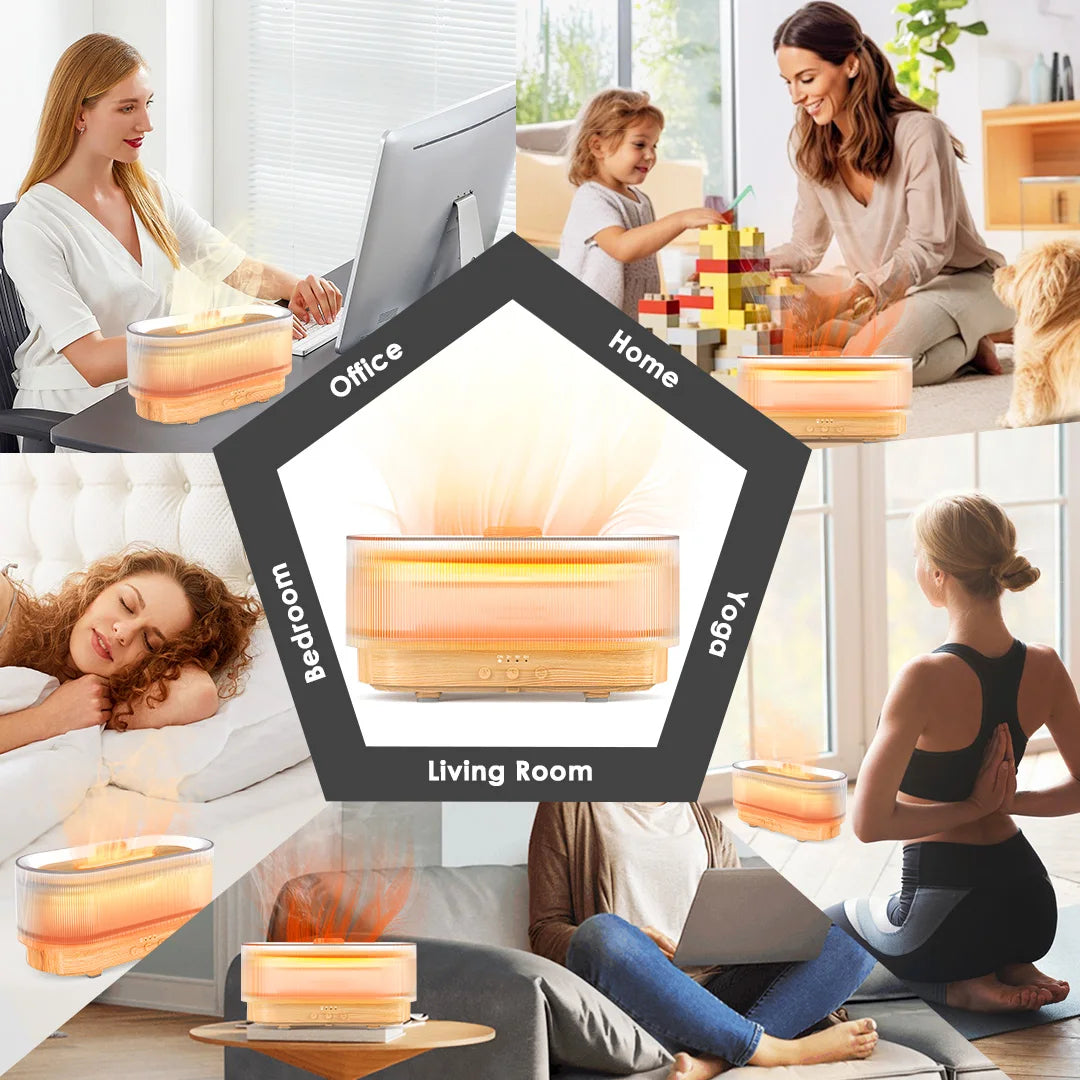 Air Flame Humidifier – 3D Flame Effect Aroma Diffuser | Cool Mist, Essential Oils & Night Light